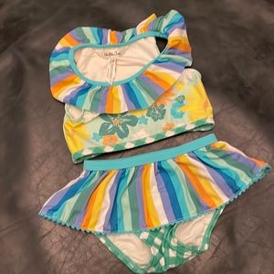Matilda Jane floral scoop neck striped skirted bottom Tankini for baby
